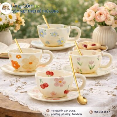 Ly Gốm Thủ Công "Hơi Thở Tulip"