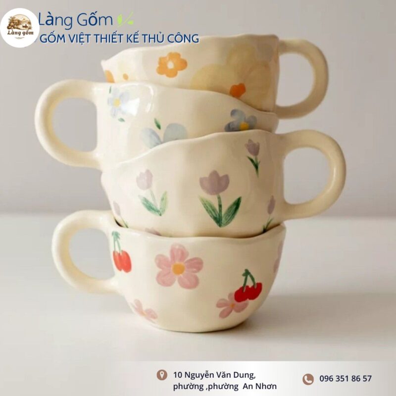 Ly Gốm Thủ Công "Hơi Thở Tulip"
