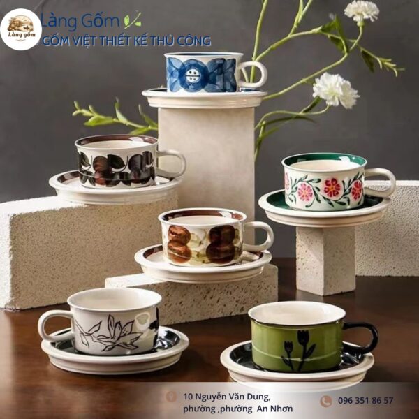Ly Gốm Thủ Công "Sắc Lam Đồng Nội"
