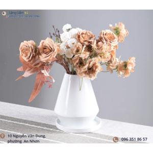 Bình hoa Ngọc Bình gốm men trắng
