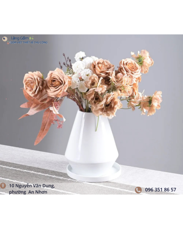 Bình hoa Ngọc Bình gốm men trắng
