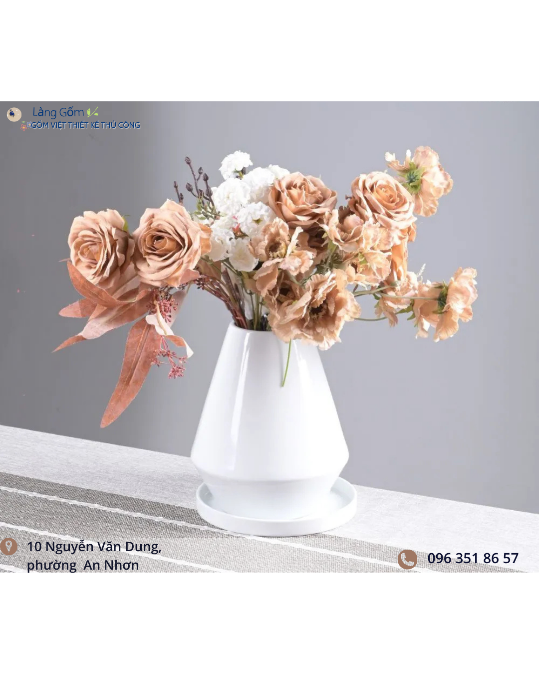 Bình hoa Ngọc Bình gốm men trắng