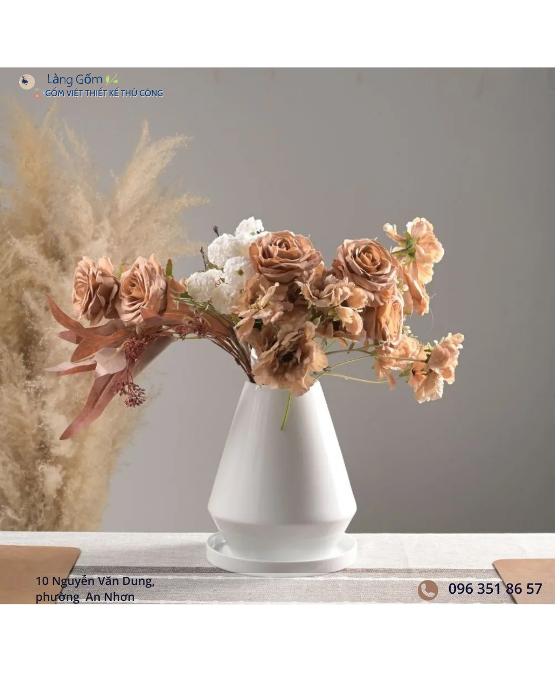 Bình hoa Ngọc Bình gốm men trắng - Ảnh 3